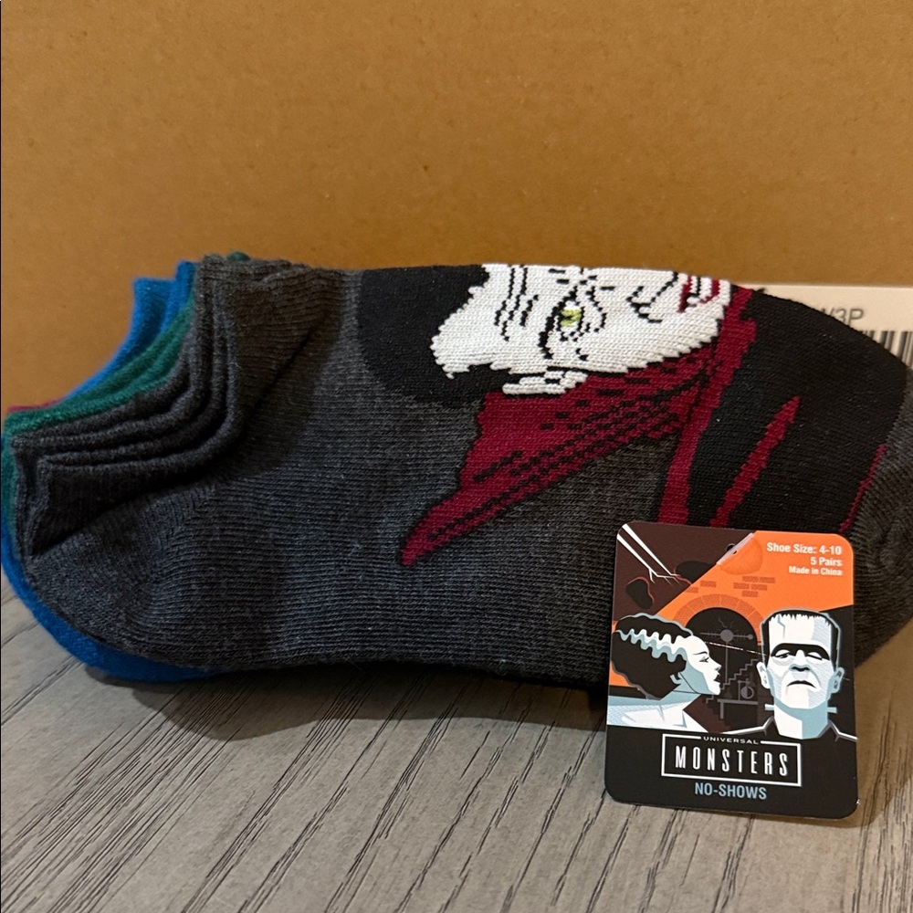 Universal No-Show Socks/Peds.  Gray with Red, White, Blue, Green Accents
